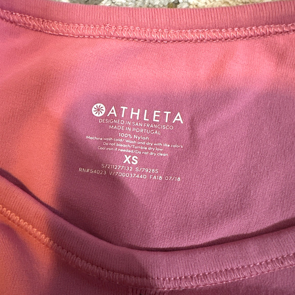 ATHLETA Foothill Split Back Tank Top XS Pink Workout Sleeveless High Neck - Picture 4 of 6